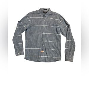Eighty Eight Platinum Button-Down Shirt Men’s L Platinum Gray Striped Cotton